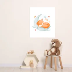 Lüttenhütt Bild mit Rahmen »oder Poster, Schlafender Fuchs auf Mond mit Sternen« Fantasy | Füchse | Tiere 1 Stk. tlg. HD Premium Druck