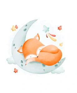 Lüttenhütt Bild mit Rahmen »oder Poster, Schlafender Fuchs auf Mond mit Sternen« Fantasy | Füchse | Tiere 1 Stk. tlg. HD Premium Druck