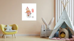Lüttenhütt Bild mit Rahmen »oder Poster, Bär mit Luftballon« Bär | Fahrräder | Fantasy | Karneval | Luftballon | Tiere 1 Stk. tlg. HD Premium Druck