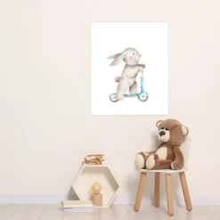 Lüttenhütt Bild mit Rahmen »oder Poster, Hase auf Roller« Fantasy | Tiere 1 Stk. tlg. HD Premium Druck