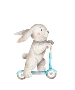 Lüttenhütt Bild mit Rahmen »oder Poster, Hase auf Roller« Fantasy | Tiere 1 Stk. tlg. HD Premium Druck