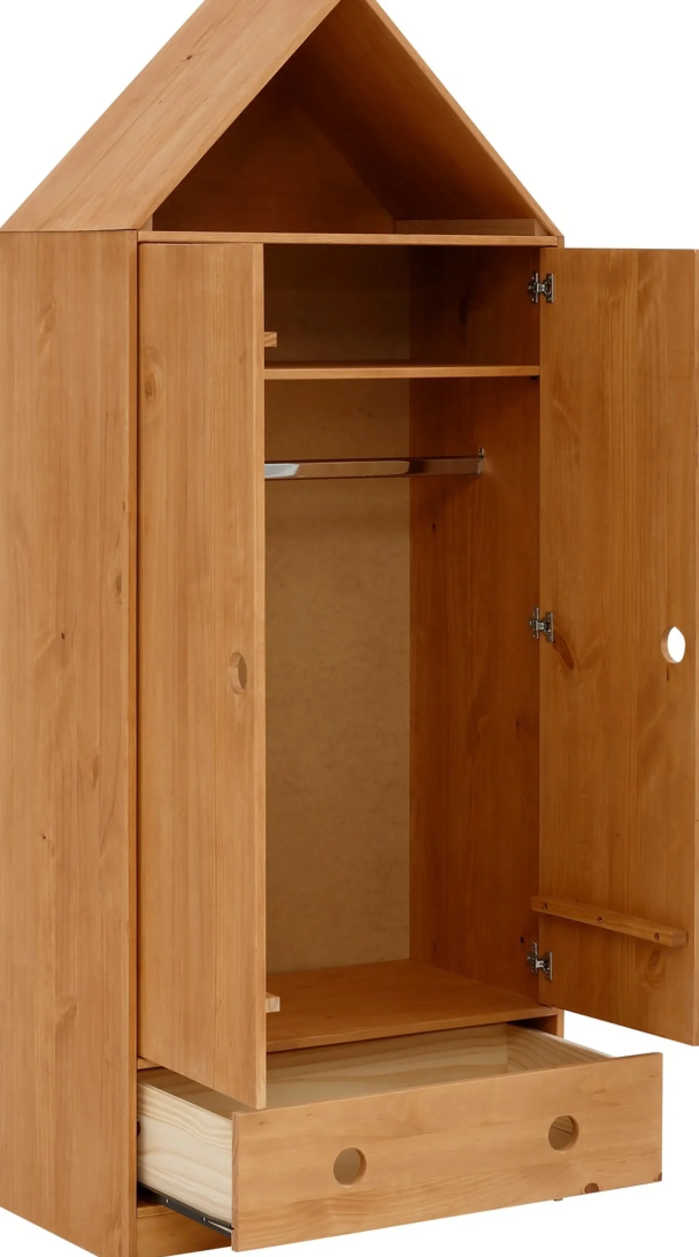 Lüttenhütt Kleiderschrank »Alpi« Kiefernholz, mit Einlegeböden und Kleiderstange, Höhe 180 cm