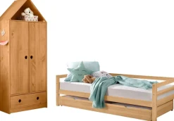 Lüttenhütt Kleiderschrank »Alpi« Kiefernholz, mit Einlegeböden und Kleiderstange, Höhe 180 cm
