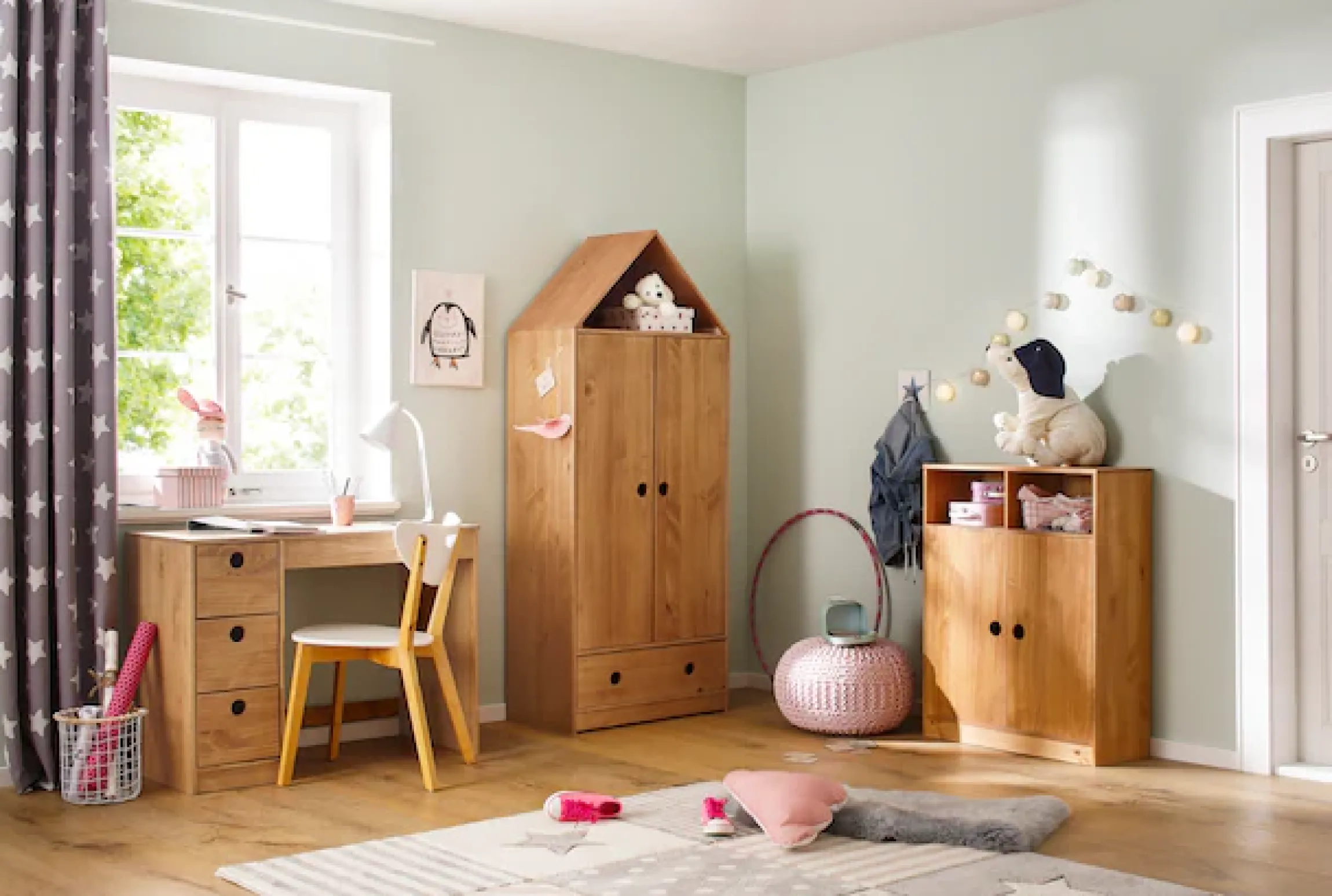 Lüttenhütt Kleiderschrank »Alpi« Kiefernholz, mit Einlegeböden und Kleiderstange, Höhe 180 cm