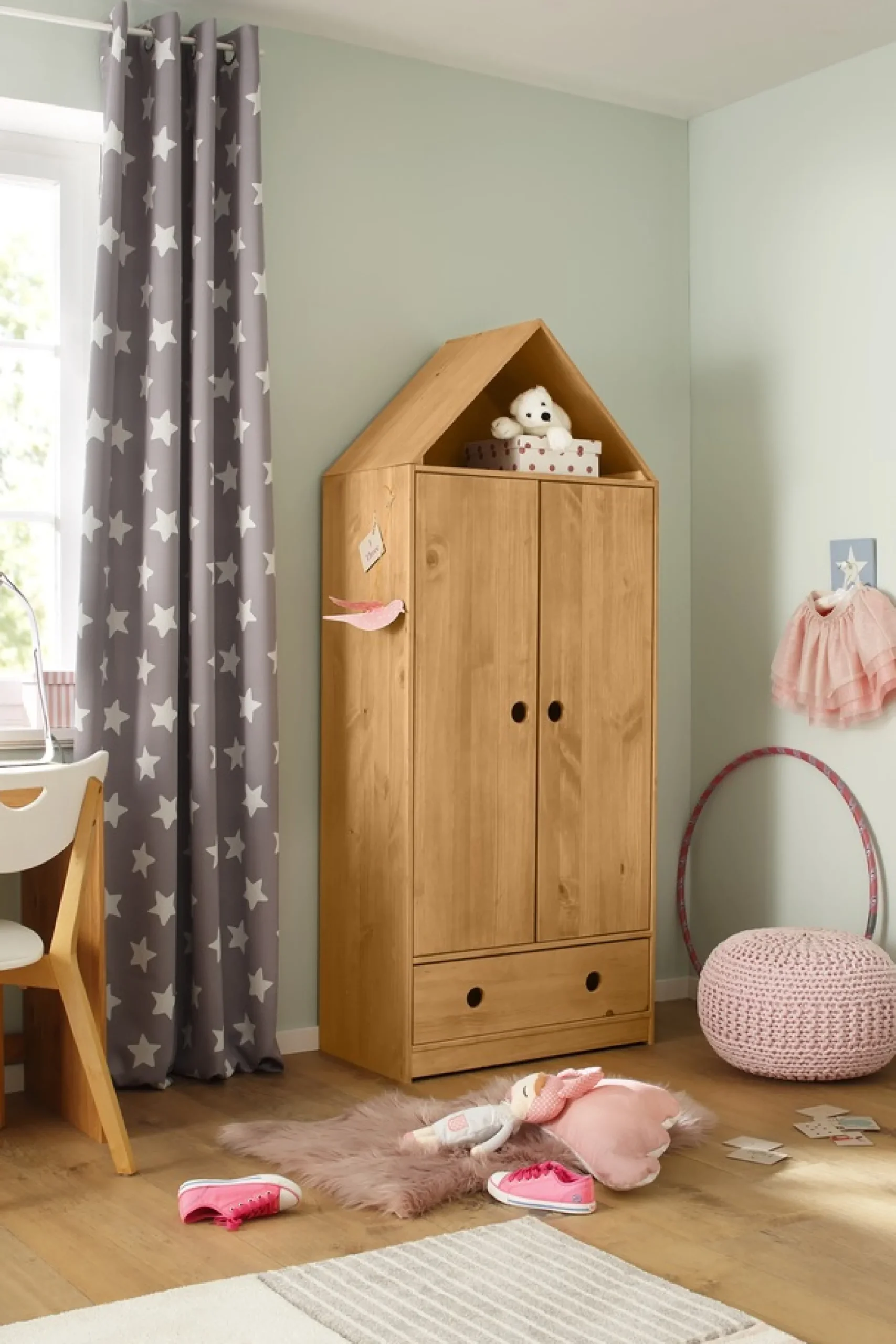 Lüttenhütt Kleiderschrank »Alpi« Kiefernholz, mit Einlegeböden und Kleiderstange, Höhe 180 cm