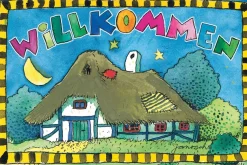 LuckyLinde Leinwandbild »Der kleine Tiger und der kleine Bär - Willkommen« Filmszene | Gebäude | Schriftzug | Sterne 1 Stk. tlg. Exklusive JANOSCH Kindermotive