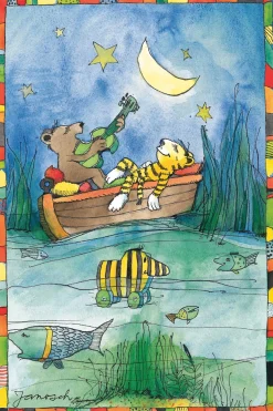LuckyLinde Leinwandbild »Der kleine Tiger und der kleine Bär im Boot« Bär | Bären | Ente | Enten | Figuren | Filmfiguren | Natur | Schiffe