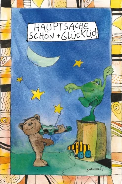 LuckyLinde Wanddekoobjekt »Der kleine Bär - Hauptsache schön glücklich« Exklusive JANOSCH Kindermotive, Stahlschild