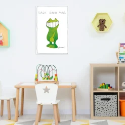 LuckyLinde Wanddekoobjekt »Der Frosch - Lach doch mal« Exklusive JANOSCH Kindermotive, Stahlschild