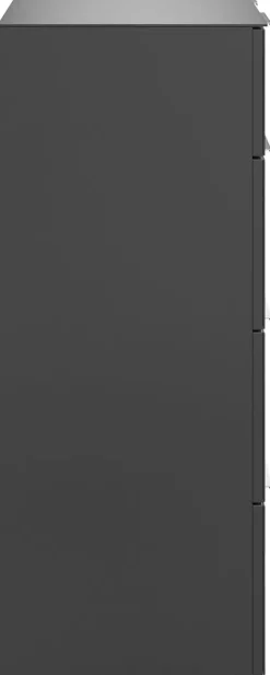 Manjana Möbel Highboard »mit Chrom oder Schwarz matten Metallgriffen & Glasfront, Soft-Close« melaminbeschichteter Korpus, mit Vollauszug, Made in Germany