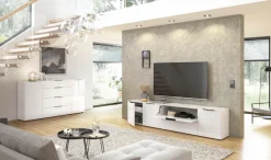 Manjana Möbel Kommode »Style« mit Glasfronten, mit Metallgriffen, melaminbeschichtet