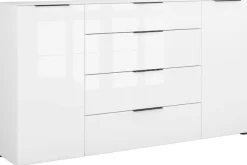 Manjana Möbel Kommode »Style« mit Glasfronten, mit Metallgriffen, melaminbeschichtet