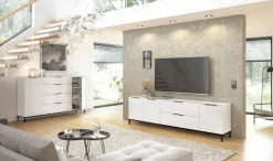 Manjana Möbel Kommode »Style« mit Glasfronten, mit Metallgriffen, melaminbeschichtet
