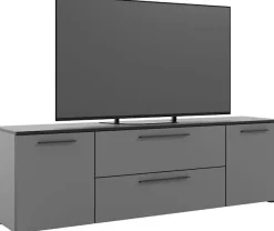 Manjana Möbel Lowboard »mit Schwarz matten Metallgriffen« mit Soft-Close Funktion, in zwei Breiten verfügbar, 180cm oder 225cm