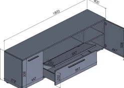Manjana Möbel Lowboard »mit Schwarz matten Metallgriffen« mit Soft-Close Funktion, in zwei Breiten verfügbar, 180cm oder 225cm