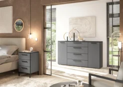 Manjana Möbel Nachtkommode »mit Schwarz matten Metallgriffen« mit Soft-Close-Funktion, mit Vollauszug, melaminbeschichtet