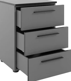 Manjana Möbel Nachtkommode »mit Schwarz matten Metallgriffen« mit Soft-Close-Funktion, mit Vollauszug, melaminbeschichtet