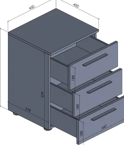 Manjana Möbel Nachtkommode »mit Schwarz matten Metallgriffen« mit Soft-Close-Funktion, mit Vollauszug, melaminbeschichtet