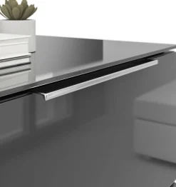 Manjana Möbel Nachtkommode »mit Chrom oder Schwarz matten Metallgriffen« mit Glasfronten, melaminbeschichtete Oberfläche, mit Vollauszug