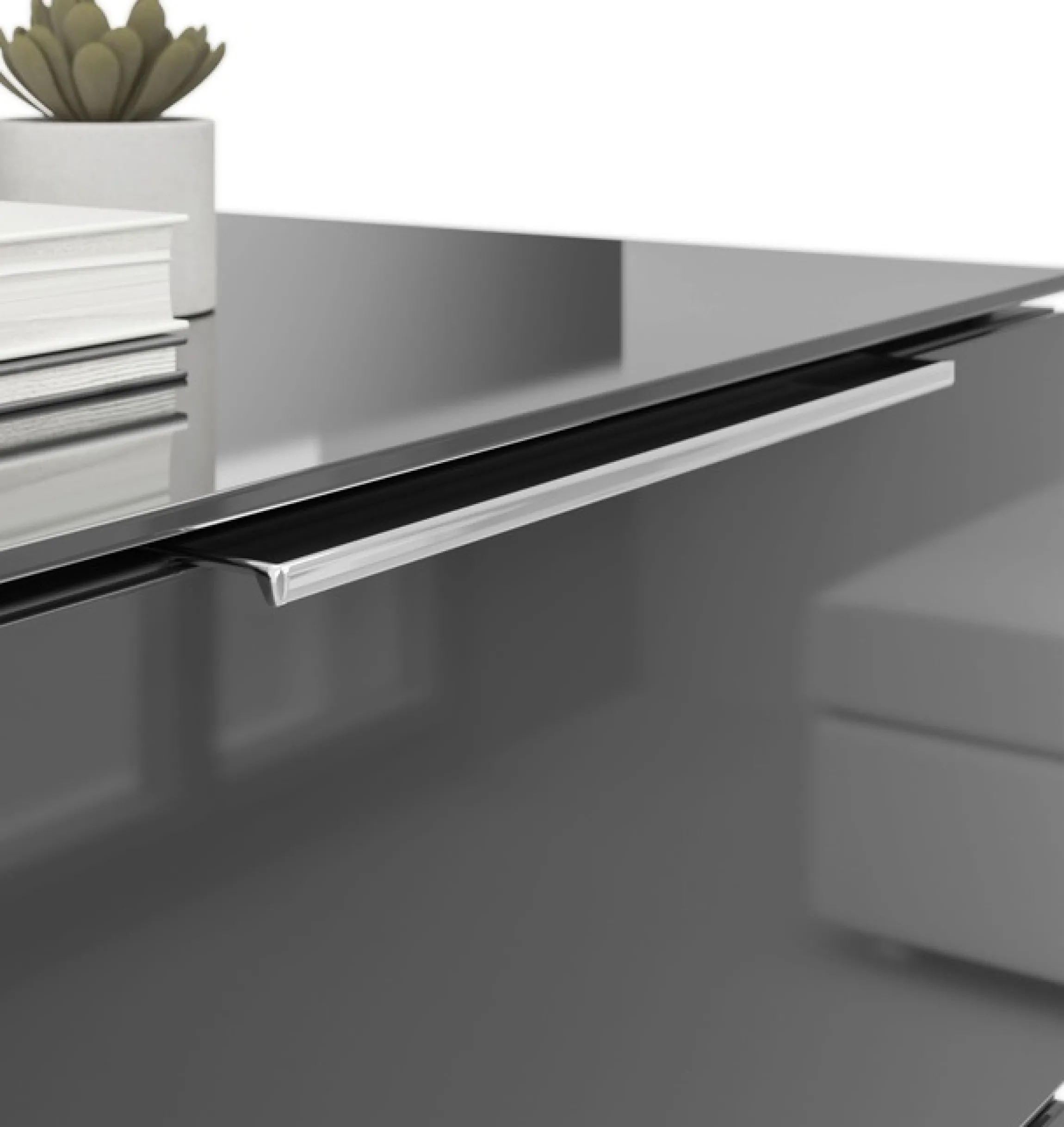 Manjana Möbel Nachtkommode »mit Chrom oder Schwarz matten Metallgriffen« mit Glasfronten, melaminbeschichtete Oberfläche, mit Vollauszug