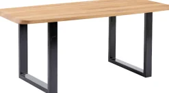 massivline&more Esstisch »Porto, Vierfußtisch, Küchentisch, Tisch, Esstisch, Holztisch« 2 Stk. tlg. Platte massiv, Gestell Metall pulverbeschichtet schwarz