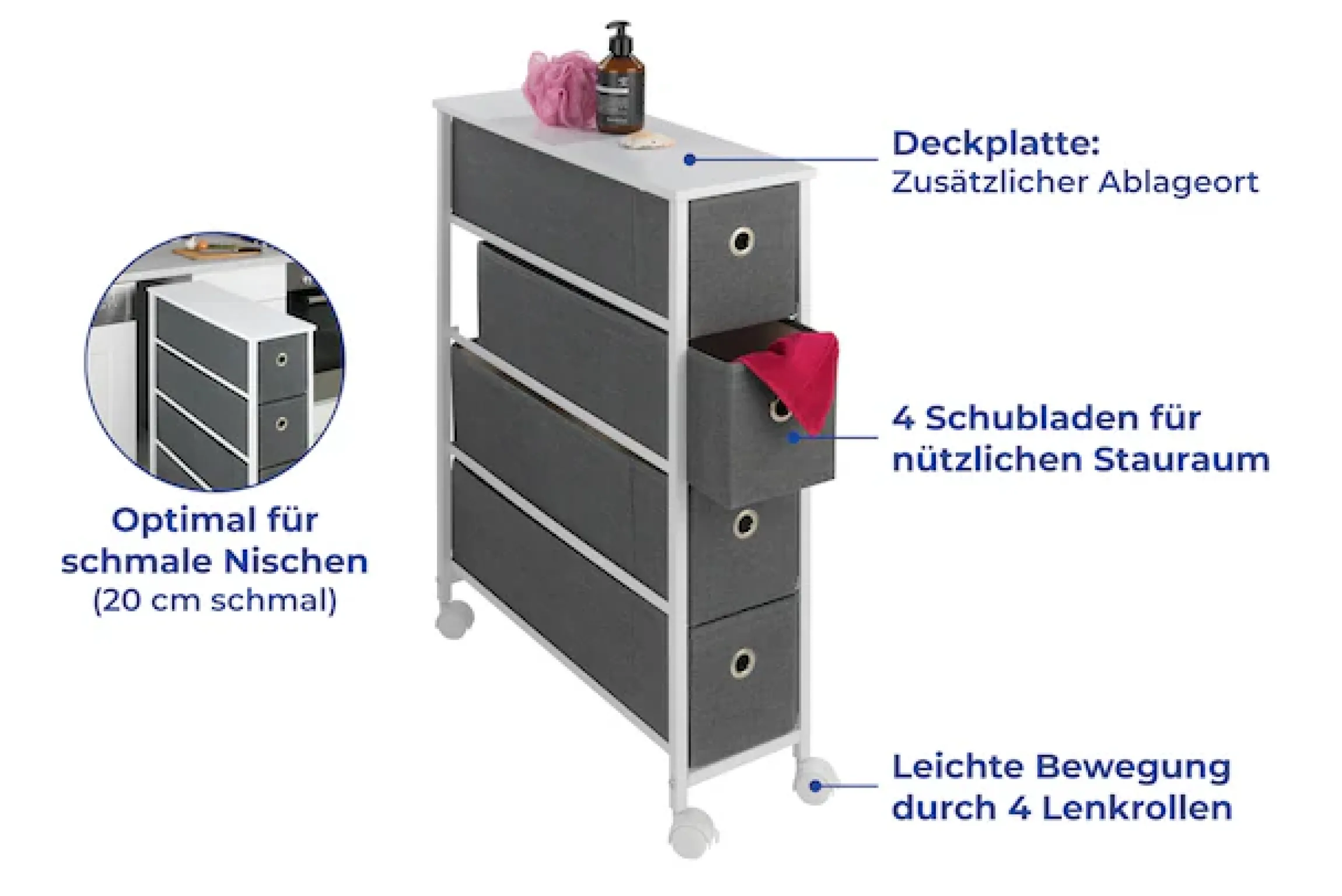 Maximex Ablageelement »Nischenwagen« mit 4 Schubladen