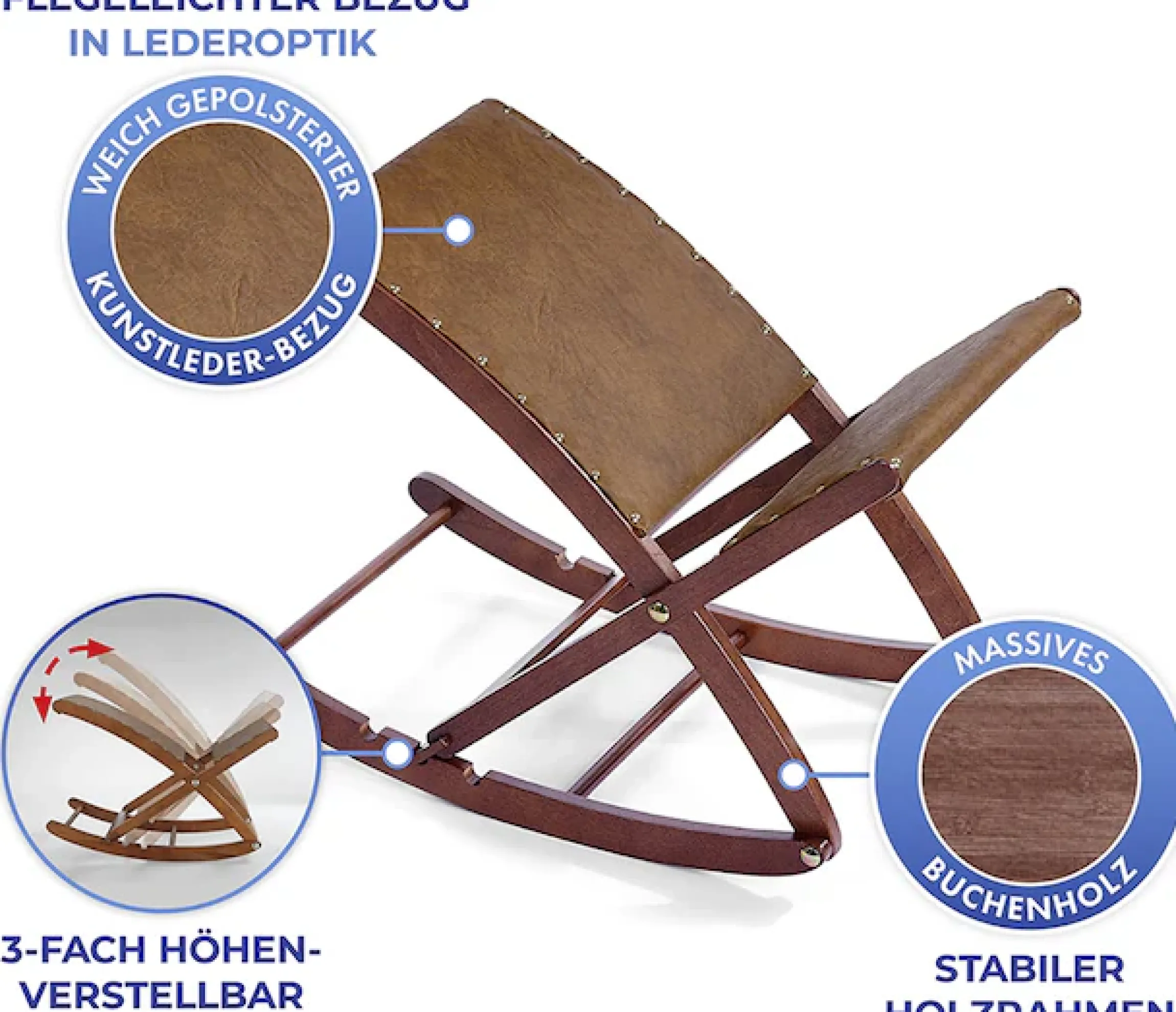 Maximex Fußhocker »KOMFORT« Beinschaukel, Massivholz-Gestell, dreifach verstellbar, klappbar