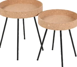 Möbilia Beistelltisch Set, 2 Stk. tlg. Tischplatten aus Kork