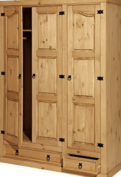 Möbilia Kleiderschrank 1 Stk. tlg. Holzoberfläche honigfarbend gewachst