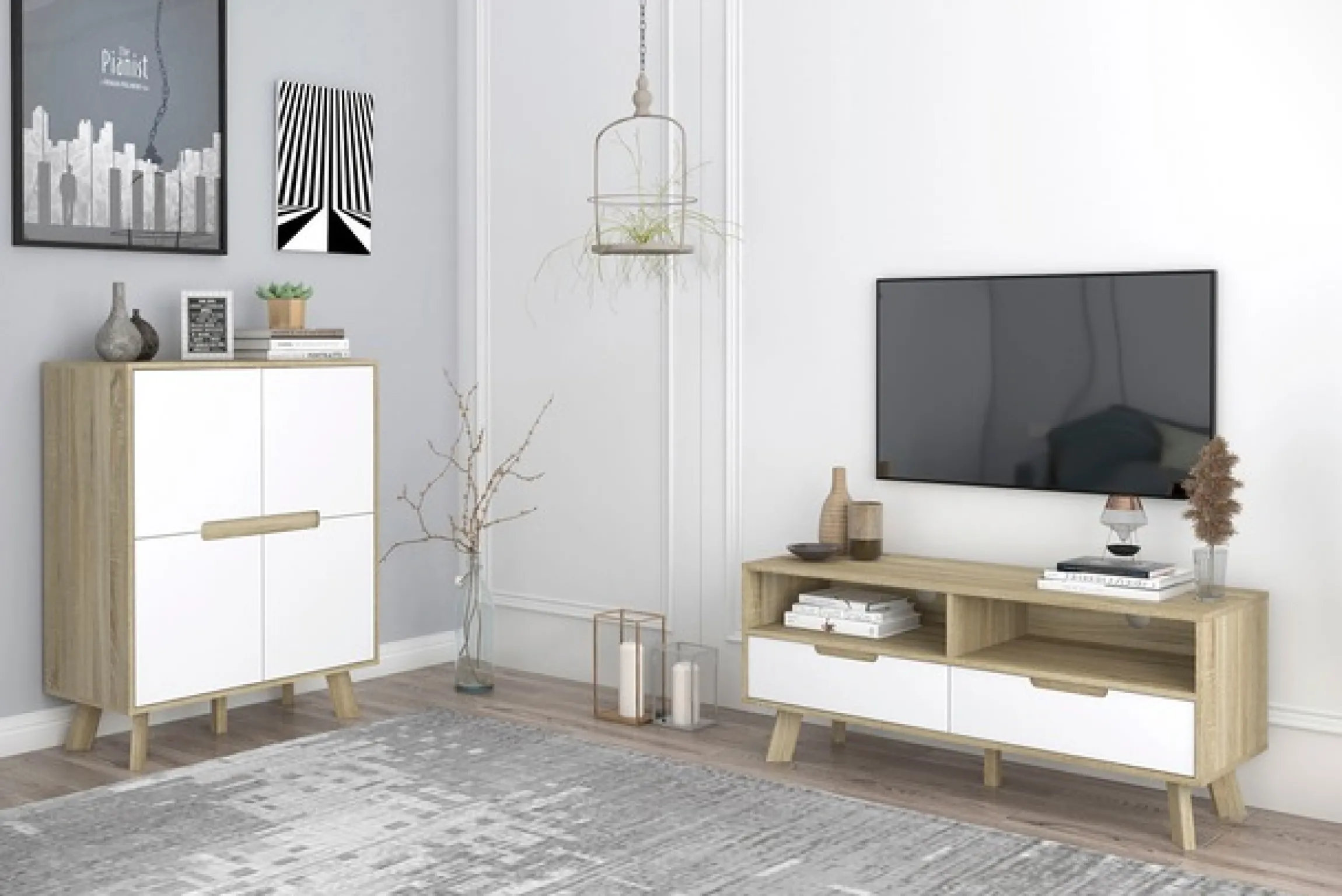 Möbilia Lowboard »Delea« Kommode mit 2 Kabeldurchführungen