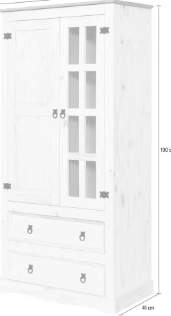 Möbilia Vitrine Ziergriffe und Scharniere aus Metall