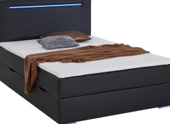 meise.möbel Boxbett »CANDELA, Polsterbett mit Bettkasten, inkl. Taschenfederkernmatratze H3« mit Kaltschaum-Topper & LED-Beleuchtung, Liegefläche 140x200 cm