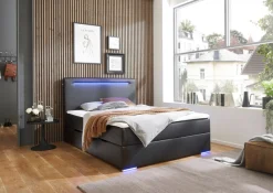 meise.möbel Boxbett »CANDELA, Polsterbett mit Bettkasten, inkl. Taschenfederkernmatratze H3« mit Kaltschaum-Topper & LED-Beleuchtung, Liegefläche 140x200 cm