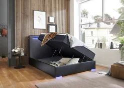 meise.möbel Boxbett »CANDELA, Polsterbett mit Bettkasten, inkl. Taschenfederkernmatratze H3« mit Kaltschaum-Topper & LED-Beleuchtung, Liegefläche 140x200 cm