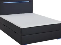 meise.möbel Boxbett »CANDELA, Polsterbett mit Bettkasten, inkl. Taschenfederkernmatratze H3« mit Kaltschaum-Topper & LED-Beleuchtung, Liegefläche 140x200 cm