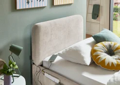 meise.möbel Kinderbett »COSY in de Breiten 90, 120 & 140 erhältlich, wahlweise mit Bettkasten« wahlweise mit Holzfuß in schwarz oder eiche, inkl. USB-Anschluss