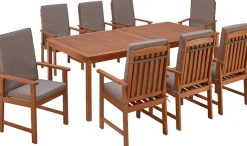 MERXX Garten-Essgruppe »Montana« 8x Sessel, inkl. Auflagen, 1x Tisch 220x110 cm, 17 Stk. tlg. Eukalyptusholz, FSC® Mix