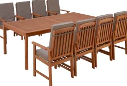 MERXX Garten-Essgruppe »Montana« 8x Sessel, inkl. Auflagen, 1x Tisch 220x110 cm, 17 Stk. tlg. Eukalyptusholz, FSC® Mix