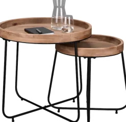 MIRRORS AND MORE Beistelltisch »Jette« 1 Stk. tlg. hochwertige Echtholzplatte