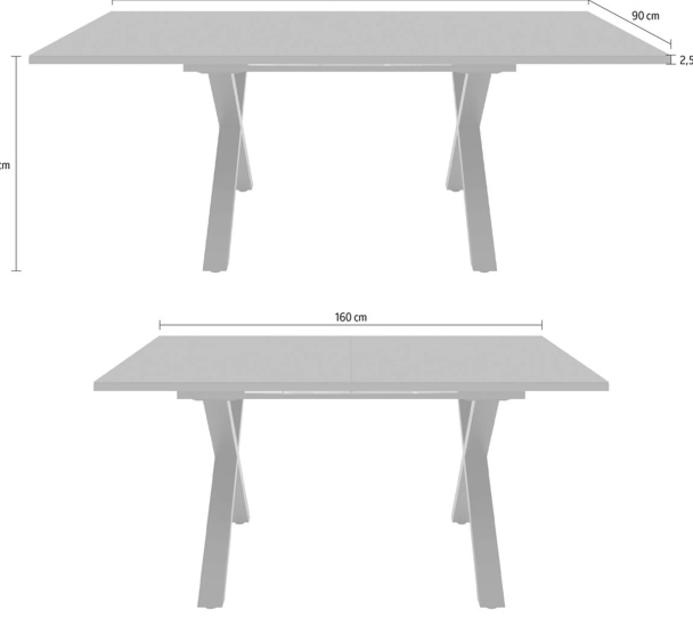 Mäusbacher Esstisch Esstisch ausziehbar auf 210 cm, eckige Tischform, Gestell X-Form