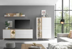 Mäusbacher Highboard Faro Highboard B 101 cm, inkl. Beleuchtung, Push to open, Metallfüße