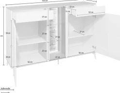 Mäusbacher Kommode Faro Sideboard 159 cm,inkl. Beleuchtung, Push to open, Metallfüße