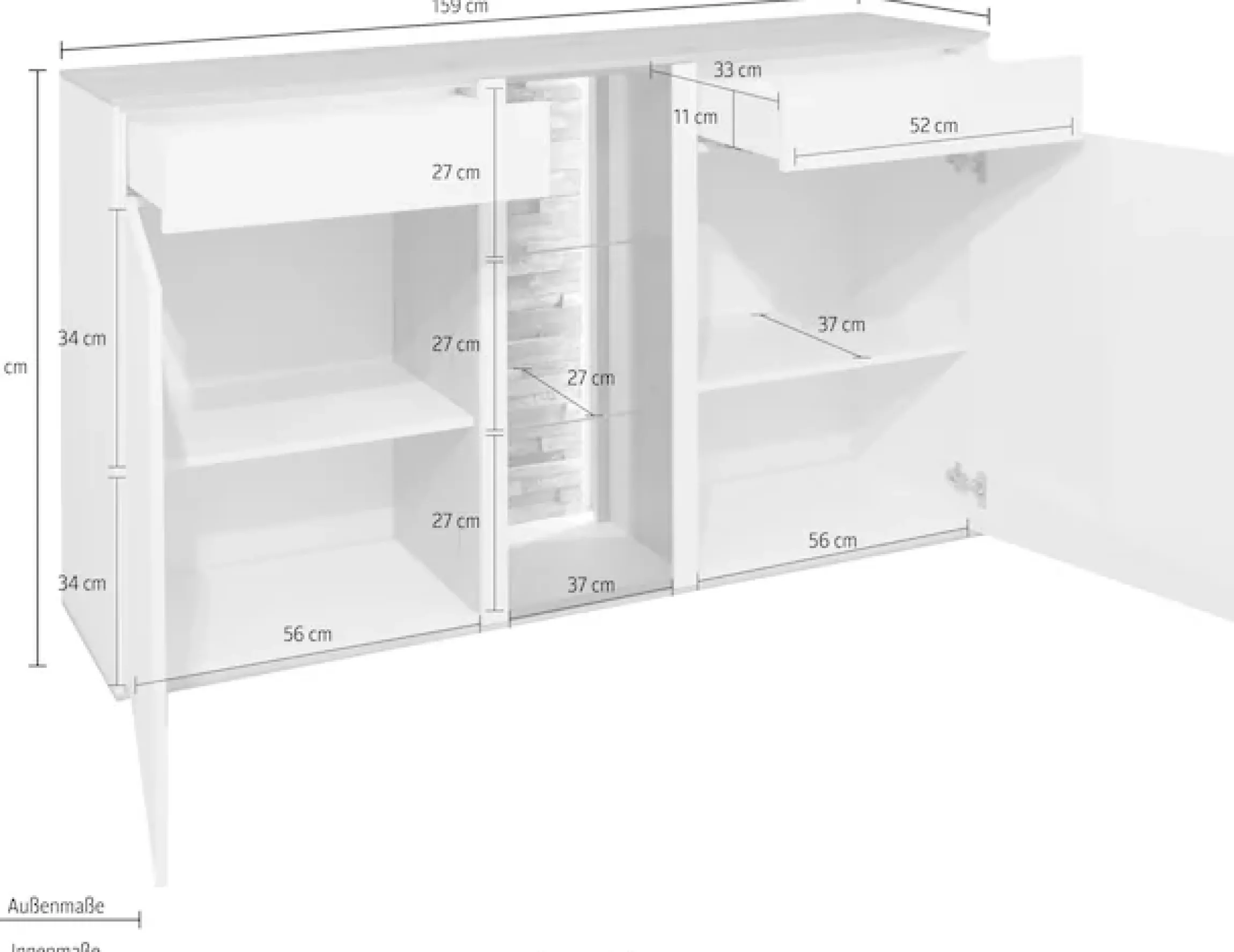 Mäusbacher Kommode Faro Sideboard B 159 cm, inkl. Beleuchtung, Push to open Funktion