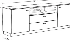 Mäusbacher Lowboard B/H/T: 207x72x45, inkl. Beleuchtung
