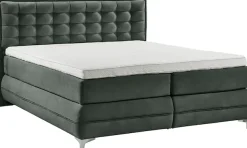 Musterring Boxspringbett »Dubai« Winkelfuß in Chrom, 3 Härtegrade, Kopfteil in Kassettensteppung