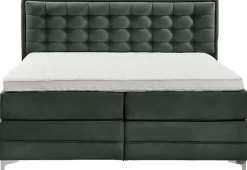 Musterring Boxspringbett »Dubai« Winkelfuß in Chrom, 3 Härtegrade, Kopfteil in Kassettensteppung