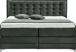 Musterring Boxspringbett »Dubai« Winkelfuß in Chrom, 3 Härtegrade, Kopfteil in Kassettensteppung
