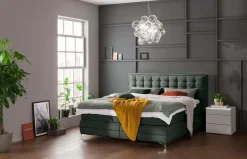 Musterring Boxspringbett »Dubai« Winkelfuß in Chrom, 3 Härtegrade, Kopfteil in Kassettensteppung