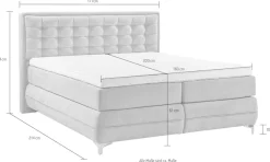 Musterring Boxspringbett »Dubai« Winkelfuß in Chrom, 3 Härtegrade, Kopfteil in Kassettensteppung
