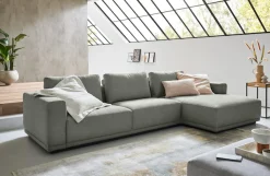 Musterring Ecksofa »JustB! PM200, Holzrahmen in schwarz, wahlw. Sitzvorzug, Breite 316cm« Anreihsofa links & Longchair rechts, mit Armlehnen, inkl. Rückenkissen